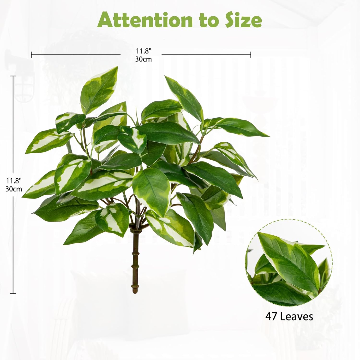 Oairse 2 Bundles Artificial Greenery Stems Faux Pothos Stems and Branches for Vase Fake Shrubs Bush Spring Greenery Picks for Centerpiece for Farmhouse Home Garden Patio Backyard Indoor Outdoor Decor
