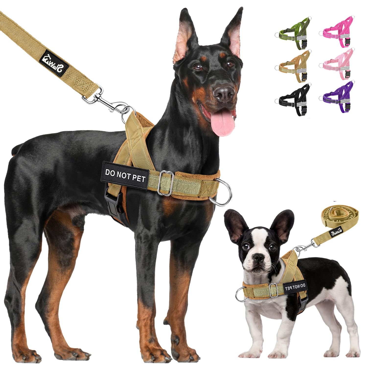 Lukovee No Pull Dog Harness & Leash Set - Heavy Duty Dog Vest Harness with Soft Padded for Medium Large Dogs, Adjustable Reflective Tactical Pet