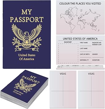 Party Greeting 20PCS Blank Fake Passport Notebooks Student Travel Journal Book Kids Passport Size Notebook for Kid School Travel Party Decorations Game Prizes Supplies Geography Favors School Supplies