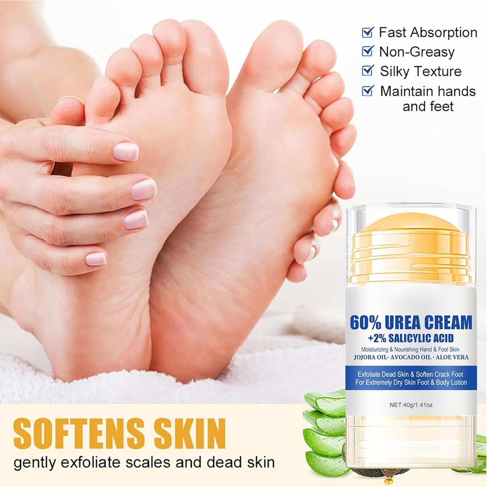 Crema Urea 60% Para Pies Secos y Agrietados, 2 Piezas