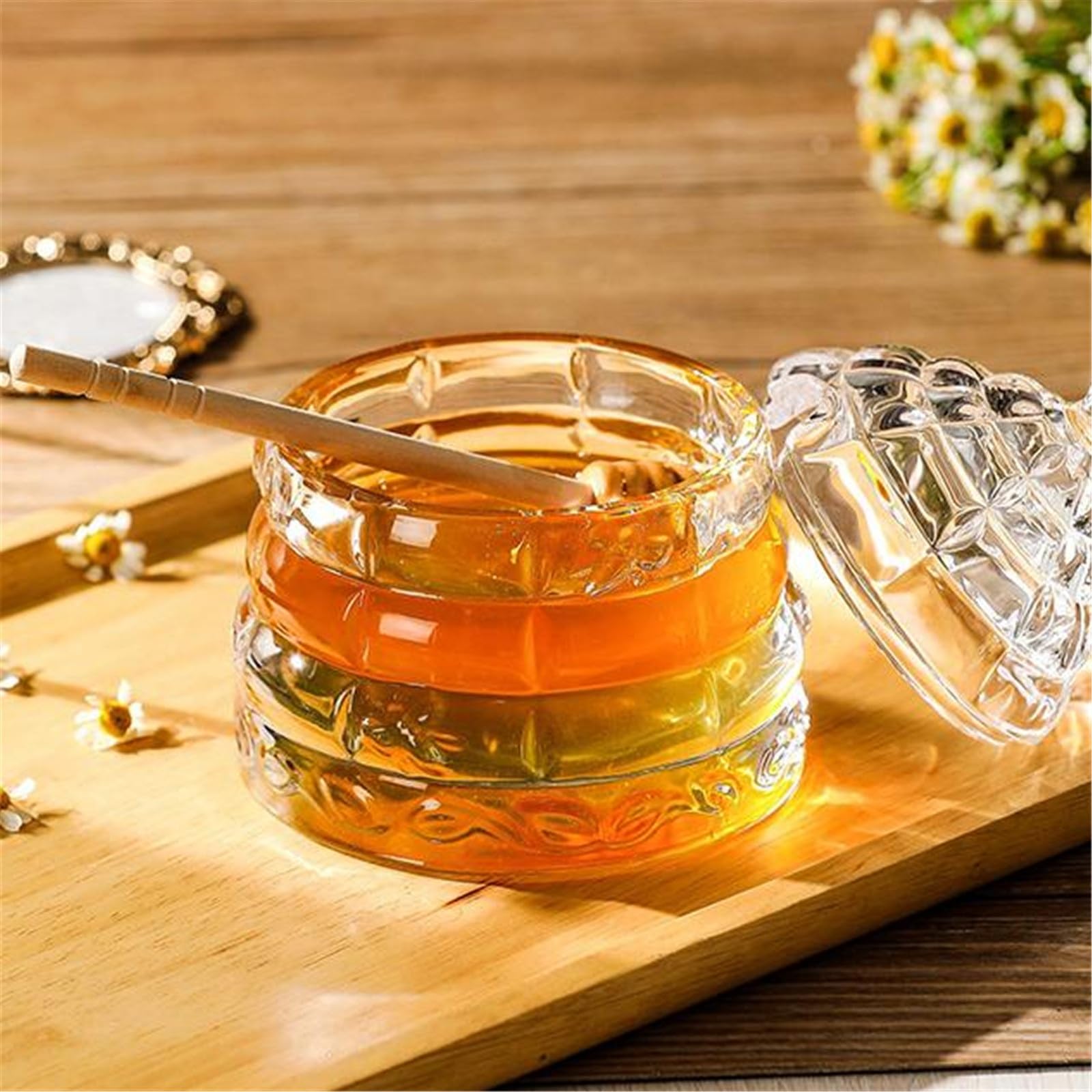 Honigtopf, Keramik, konisches Glas, Vorratsglas, kreatives Honigglas für Zuhause, Küche