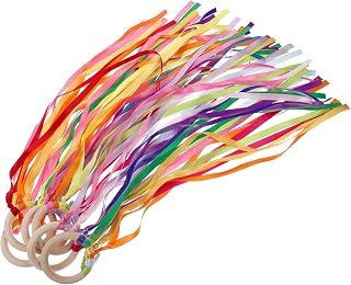 CAXUSD Waldorf Hand Kite 6pcs Rainbow Hand Kite Hand Kite with Wood Ring Kids Toy Sensory Toys Ribbon Child Molar Ring Wooden Rainbow Hand Ribbon Kite