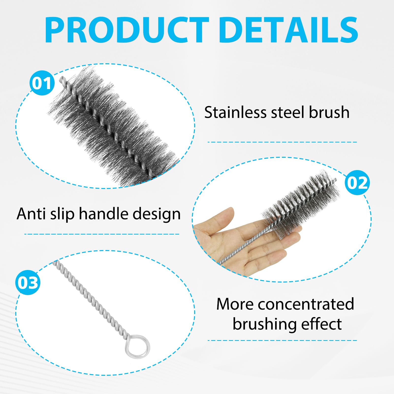 Brosse pour Tuyau de poêle Ø 40 mm, Nettoyeur de cheminée Universel, Balai en Fil d'acier 30 cm