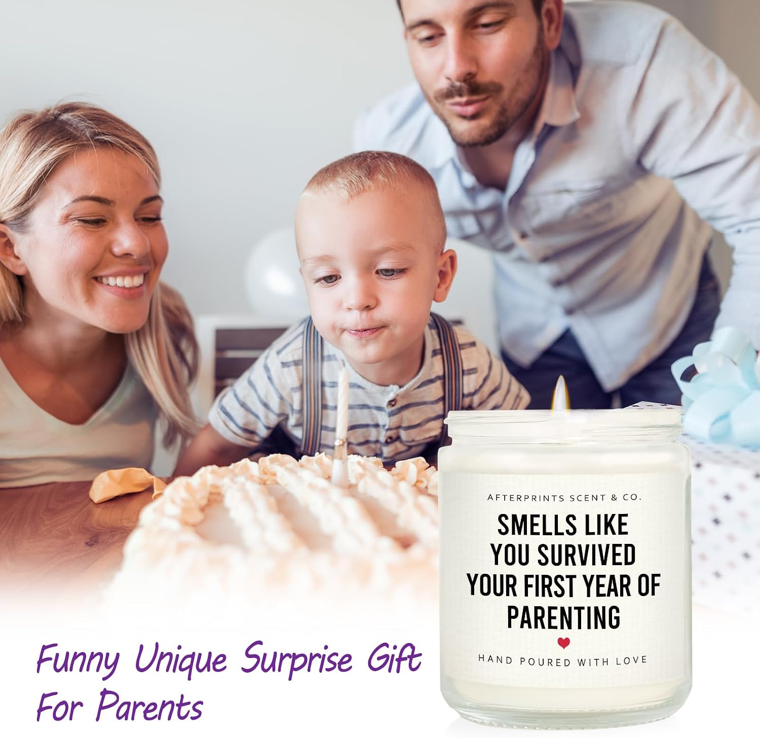 Funny New Parents Gifts for Couples, First Year of Parenting Candle
