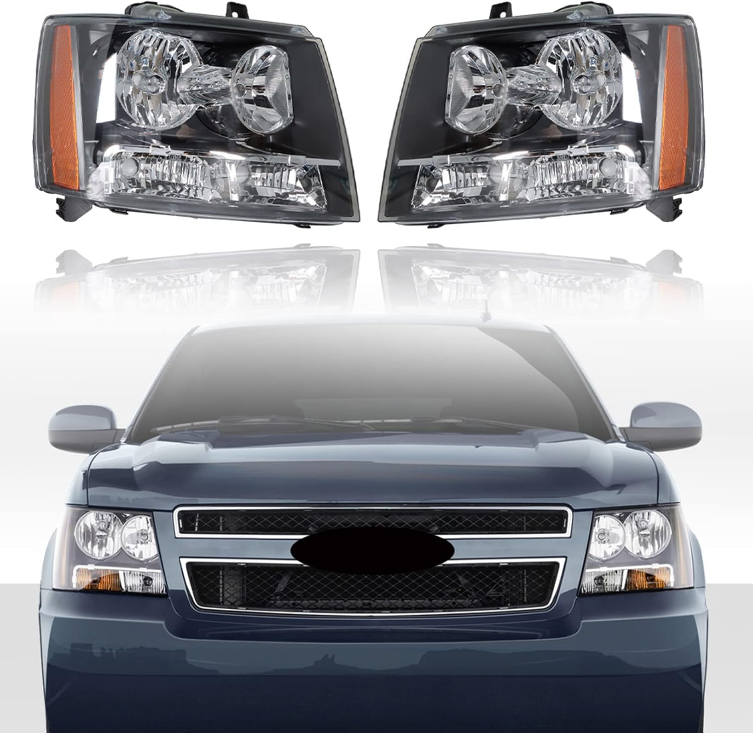 LABLT Headlights Front Head Lamps Replacement for 2007-2014 Avalanche Suburban Tahoe Headlight Assembly Pair Driver and Passenger Side