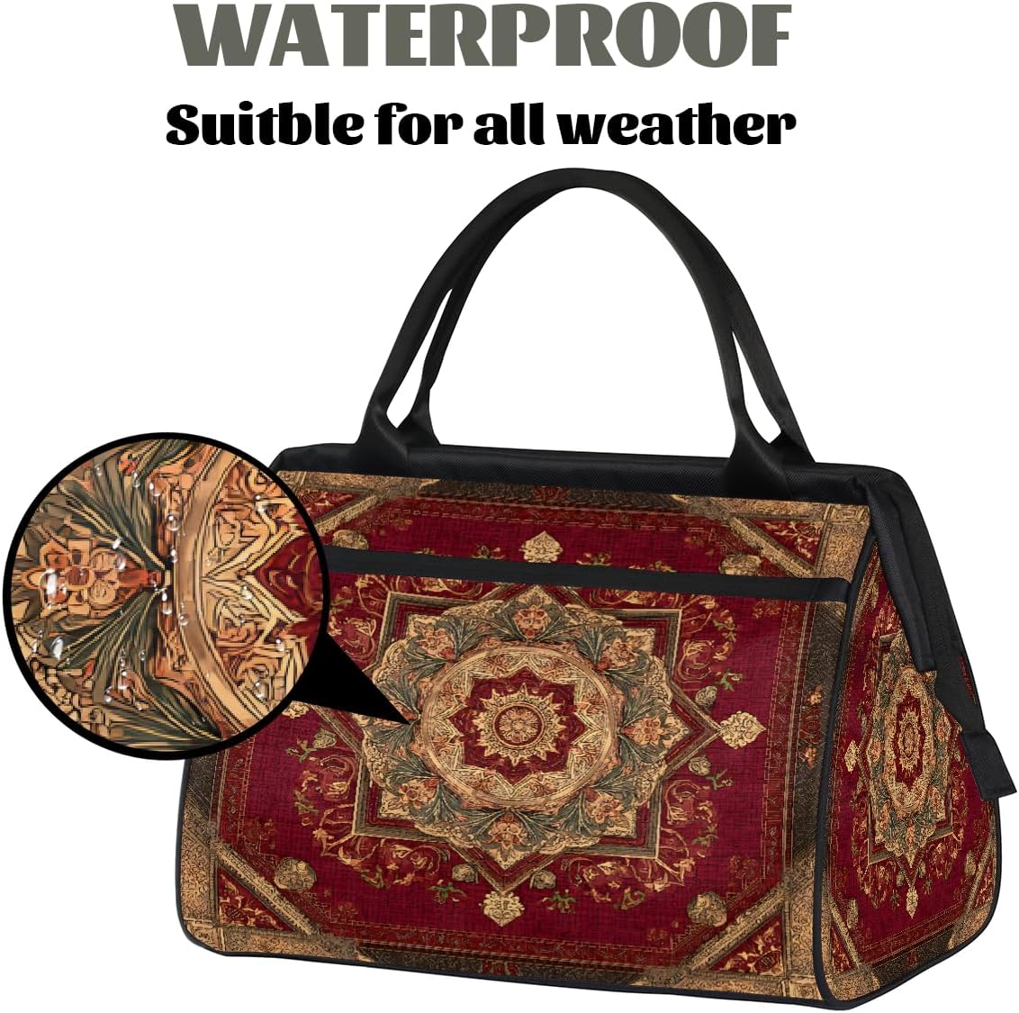 Overnight Weekender Bag for Men Women,Vintage Carpet Texture Travel Duffel Bag Waterproof Carry On Sports Gym Bags Luggage for Traveling Yoga Camping Airplane Hospital,A-32