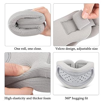 Neck Support Brace, Soft Foam Cervical Collar for Sleeping, Breathable Adjustable Neck Brace for Necks Pain & Support, Women Men Cervical Spine Pressure Relief, Keep Vertebrae Stable & Aligned (Gray)