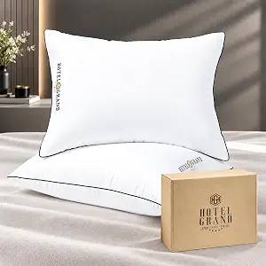 Hotel Grand Bed Pillows Queen/Jumbo Size Set of 2 Medium Soft Support