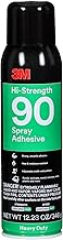 3M Hi-Strength 90 Spray Adhesive, Permanent, Bonds Laminate, Wood, Concrete, Metal, Plastic, Clear Glue, Net Wt 12.23 oz