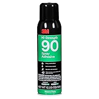 Vista 1 de 3M Adhesivo en aerosol Hi-Strength 90, permanente, une laminado, madera, hormigón, metal, plástico, pegamento transparente, peso neto 12.23 oz