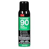 3M Hi-Strength 90 Spray Adhesive, Permanent, Bonds Laminate, Wood, Concrete, Metal, Plastic, Clear Glue, Net Wt 12.23 oz