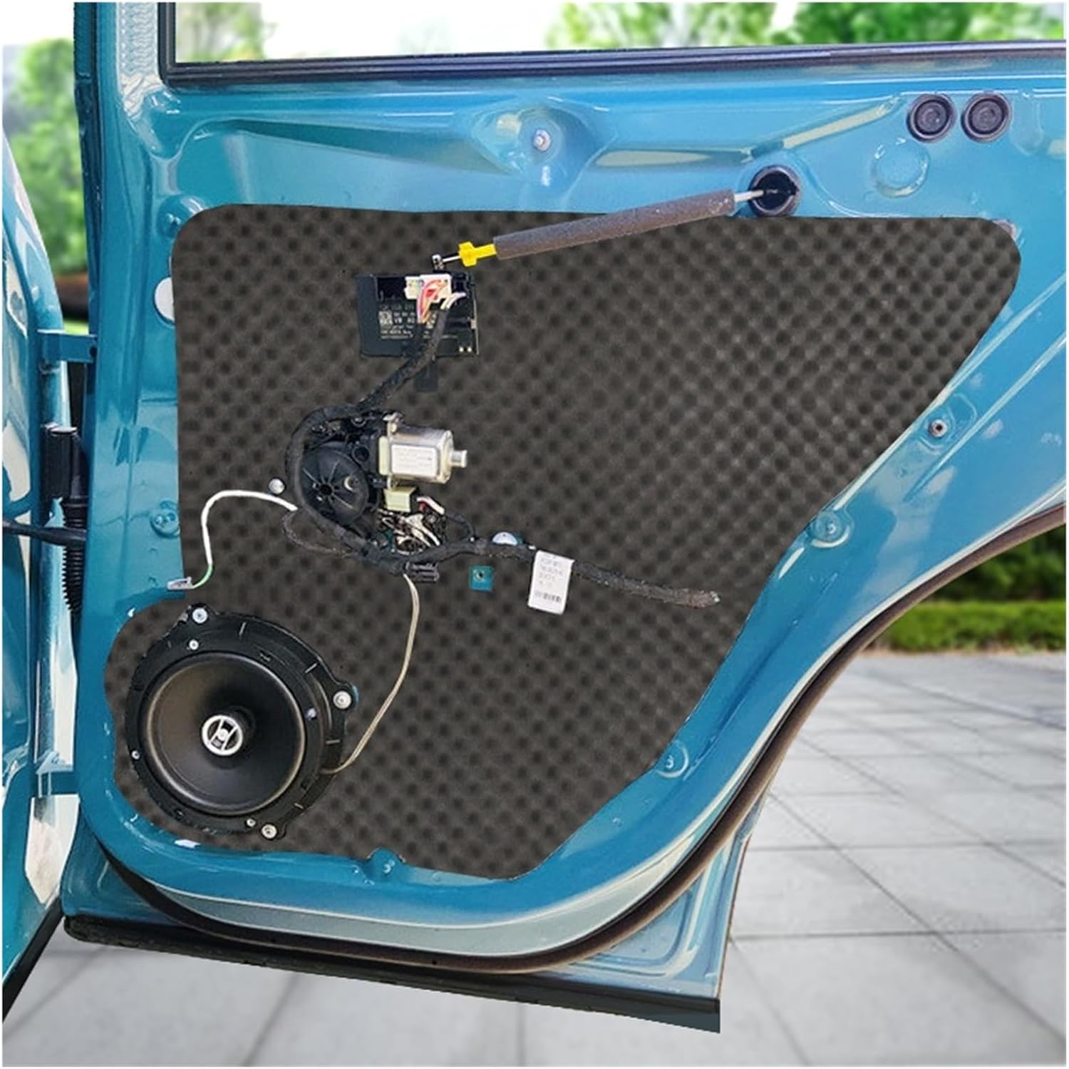 Car Sound Absorption Wave Cotton Automobile Self-Adhesive Sound Insulation Cotton Whole Vehicle Lining Leaf Plate Door Denoise(80cmX50cmX2cm 1pcs)