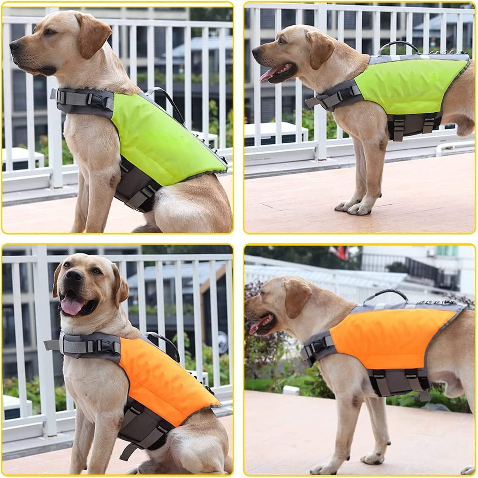 Gilet De Sauvetage pour Chien, Gilet De Sauvetage pour Chien pour La Natation, Gilet De Sécurité en Tissu Oxford Réglable avec Flottabilité Élevée Et Poignée De Sauvetage Durable,Orange,XL