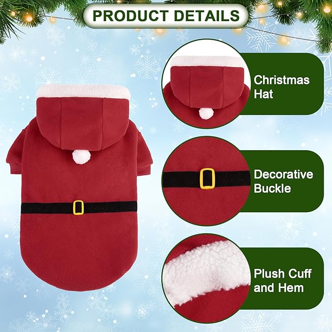 EXPAWLORER Suéter Navideño para Perro con Capucha - Disfraz de Santa Claus miniatura 4
