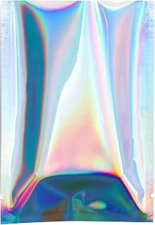 QQ Studio Multi Color Glossy Food Safe Confectionery Dessert SlickSeal™ Flat Bag with Tear Notch (100 Silver Holographic, 2.75" x 4")