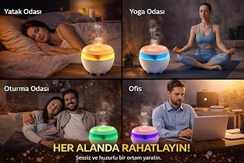 Premium Aroma Difüzör & Buhar Nemlendirici – LED Işıklı, Zamanlayıcılı, Sessiz Çalışma – Ev, Ofis, Yatak Odası için Aromaterapi Cihazı