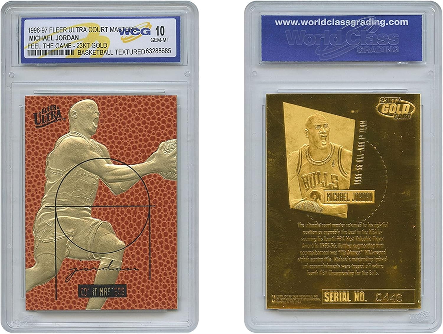 WCG 1996 Michael Jordan Fleer Ultra Court Masters Gold Card - Graded Gem Mint 10