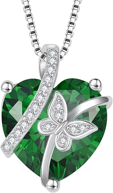 Butterfly Birthstone Necklace for Women 925 Sterling Silver