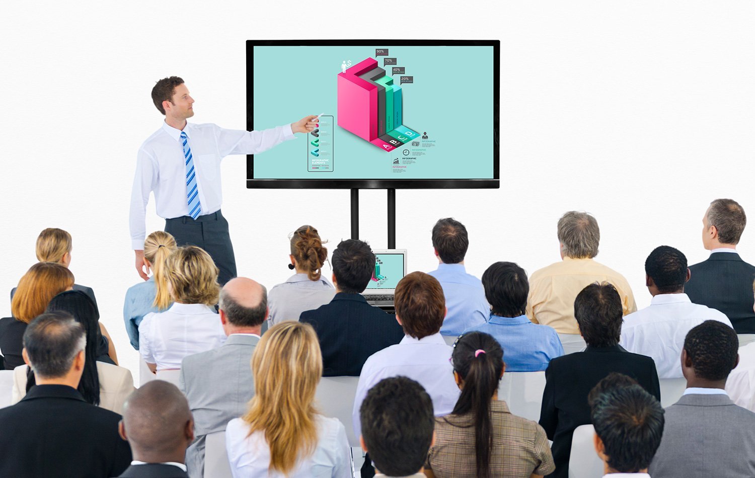 MountIt! TV Cart Mobile TV Stand Wheeled Height Adjustable Flat Screen