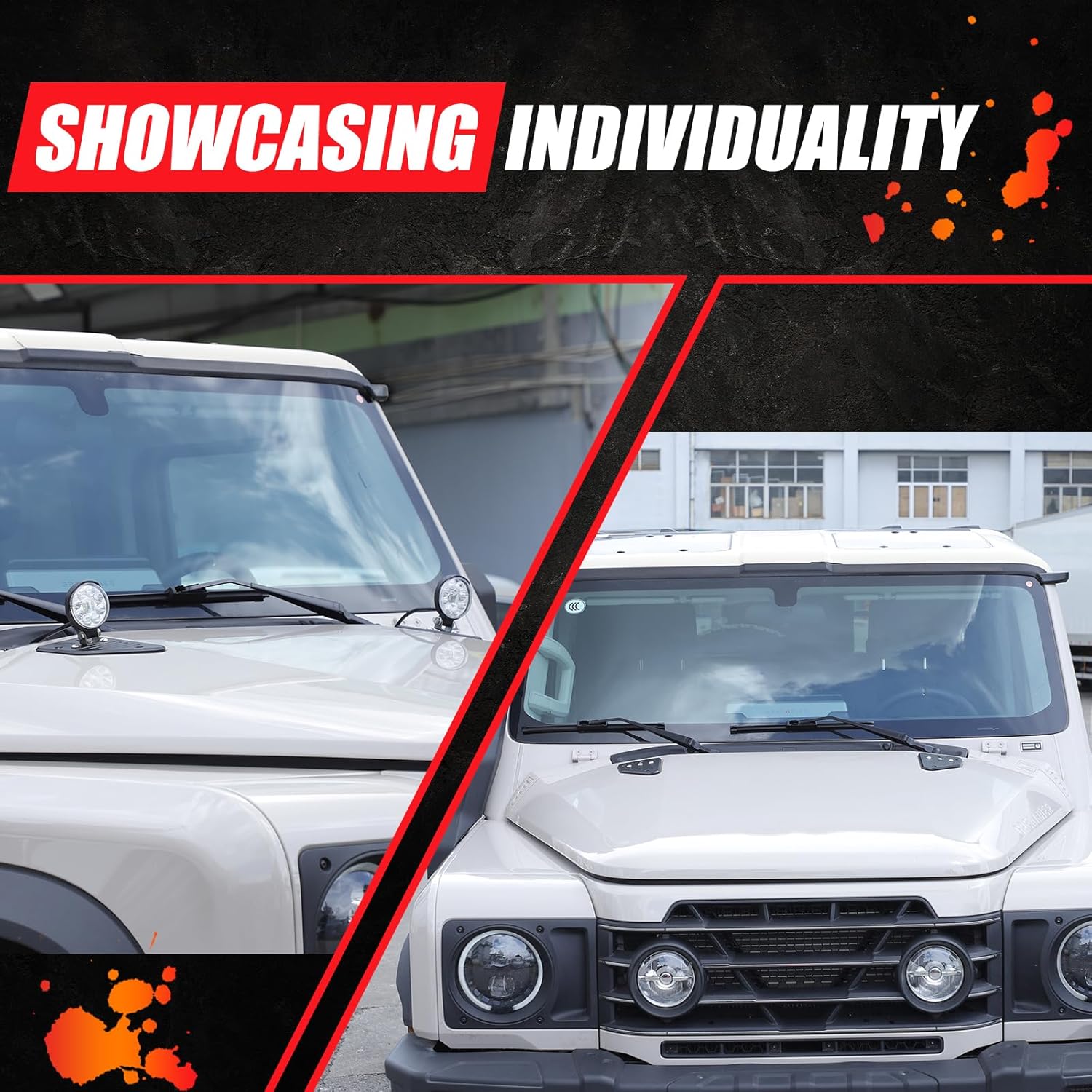 Hood Light Mount Brackets Hood Hinge Trim Cover Replacement Compatible with INEOS Grenadier 2020-2024, Hood Expansion Trim Cover Multi-Function Off-Road Searchlight Bracket (Black)