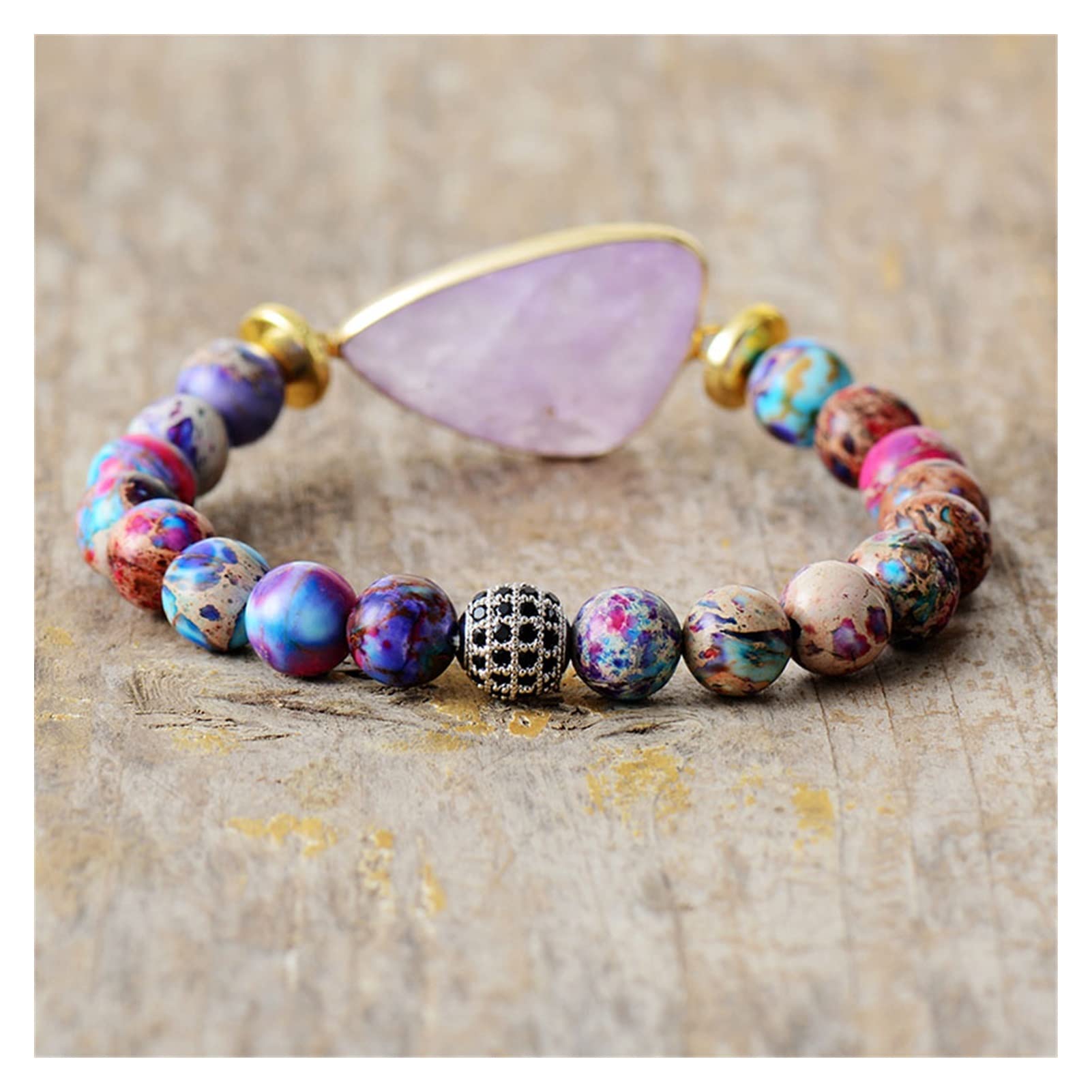 Trendy Lila Stretch Elastische Strang Frauen Armband Armband Schmuck Naturstein Perlen Armband Armband Schmuck
