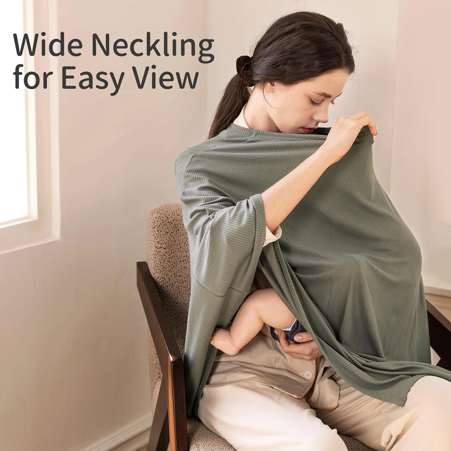 BubblePanda Rayon Made from Bamboo Nursing Cover for Baby Breastfeeding,360° Full Privacy Soft & Breathable Breastfeeding Covers Up for Women,Machine Washable Nursing Shawl,Stretchy Carseat Cover