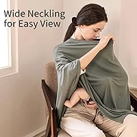 Vista 5 de Funda de lactancia hecha de bambú para lactancia materna, privacidad completa de 360°, suave y transpirable, chal de lactancia lavable a máquina