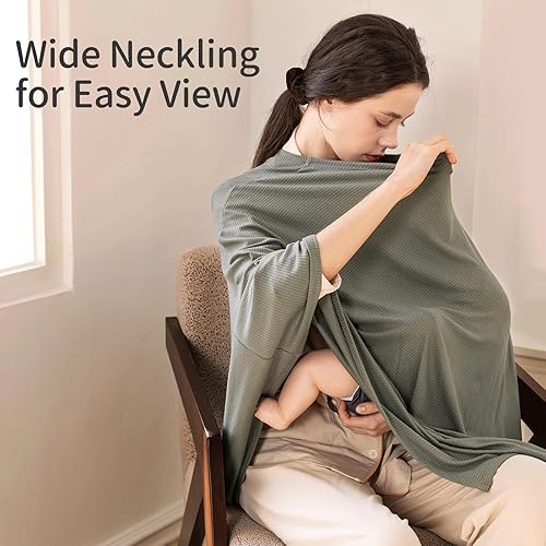 Miniatura 5 de Funda de lactancia hecha de bambú para lactancia materna, privacidad completa de 360, suave y transpirable, chal de lactancia lavable a máquina,