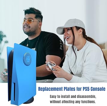 Disc Edition Faceplate with Cooling Vent Cover Skin Shell Panel for PS5 Console Playstation 5 Accessories Face Plate Protective Shell Replacement Plate Scratch Resistant Disc Starlight Blue
