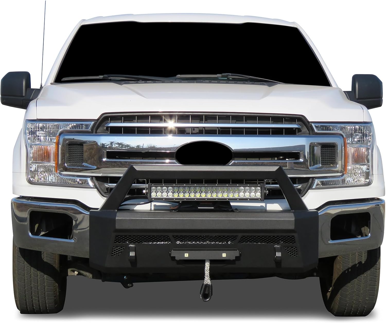 Black Horse Armour III Heavy Duty Front Winch Bumper Kit & Winch Textured Black Compatible with 2018-2020 Ford F-150-AR3HD41-W12