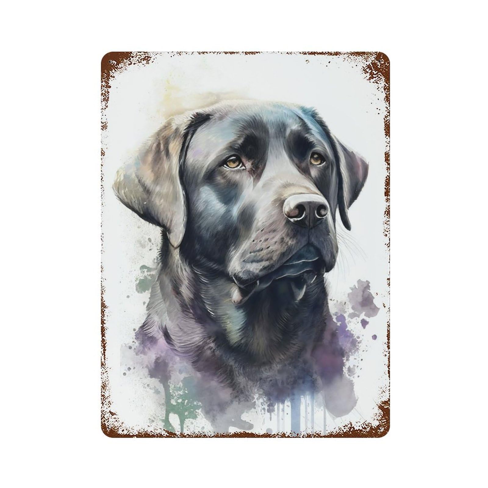 Labrador Retriever Dog Art Distressed Metal Wall Sign 15.7"x11.8", Industrial Home Decor for Garage, Pub Or Kitchen