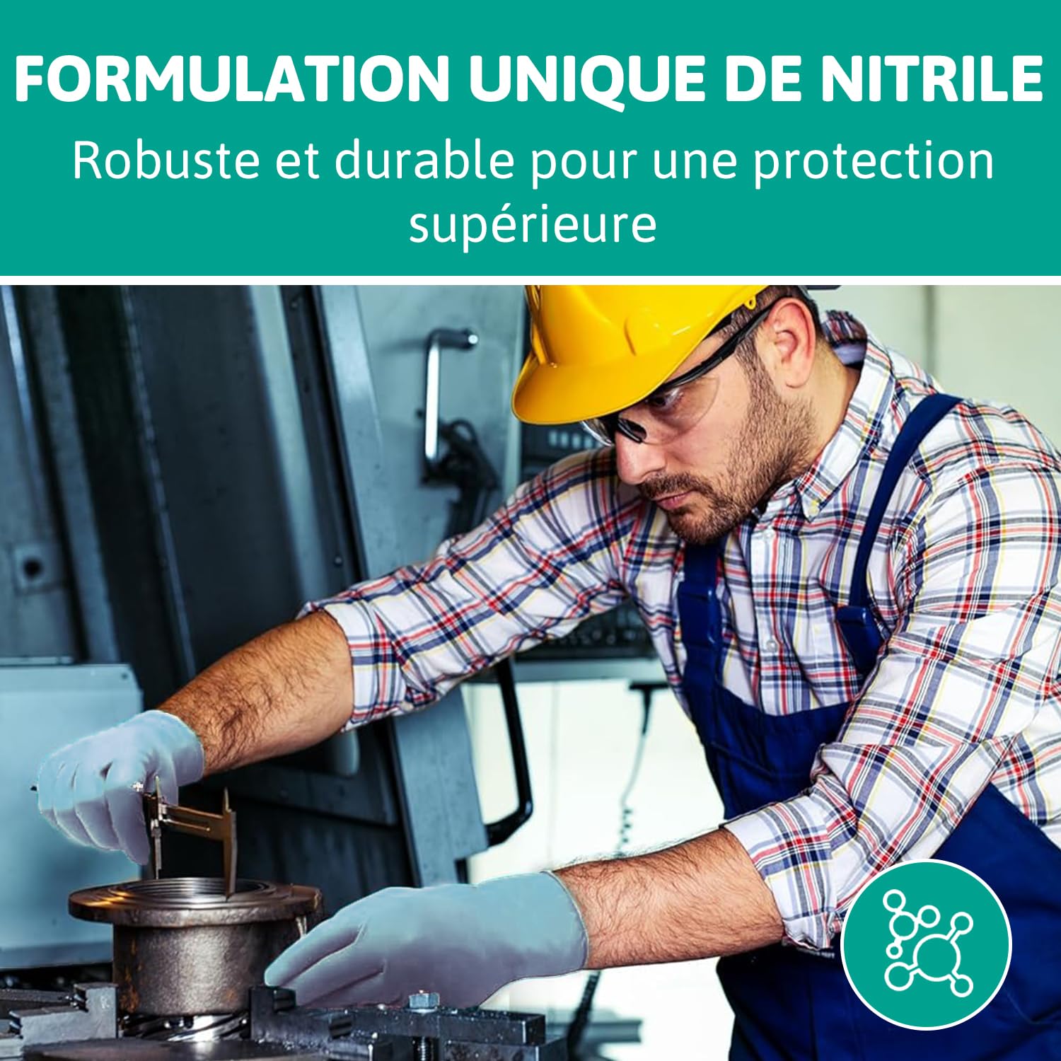 Ansell TouchNTuff 92-665 Gants Jetables en Nitrile, Non Poudrés, Haute Protection Chimique et Mécanique, Contact Alimentaire, Sécurité Industrielle, Sans Latex, Bleu, Taille M (100 Gants)