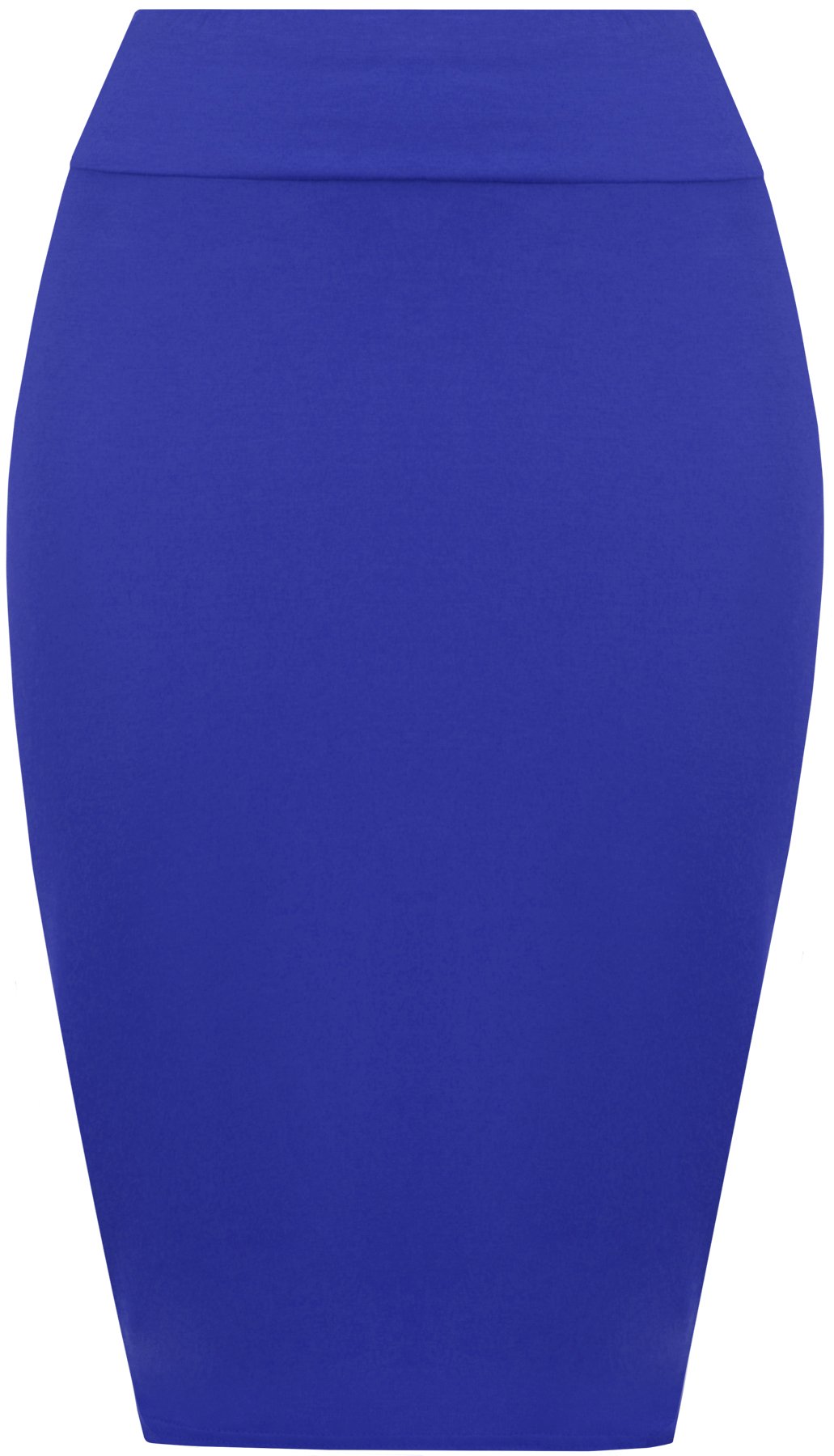 Wearall Women's Royal Blue Plain Bodycon Pencil High Waisted Stretch Midi Skirt - 12/14