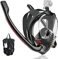 Máscara de Snorkel Rosto Completo Equipamento Snorkeling para Adultos e Jovens Respiração Dry Top - Conjunto Tubo com Suporte Câmera Natação Anti-Vazamento Mulheres Homens