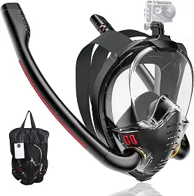 Máscara de Snorkel Rosto Completo Equipamento Snorkeling para Adultos e Jovens Respiração Dry Top - Conjunto Tubo com Suporte Câmera Natação Anti-Vazamento Mulheres Homens