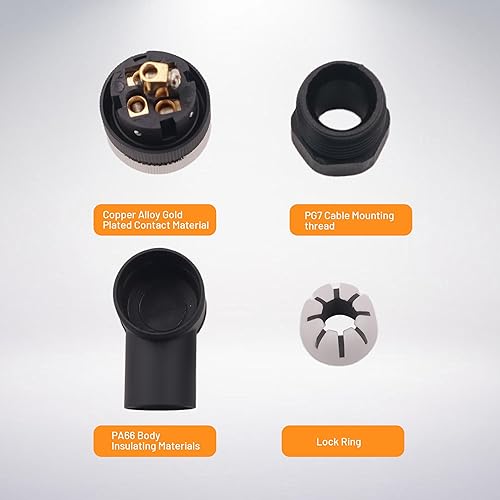 Miniatura 5 de M12 Conector de código macho A de 5 pines, sensor de ángulo recto, enchufe de aviación, conector circular industrial con terminación de tornillo