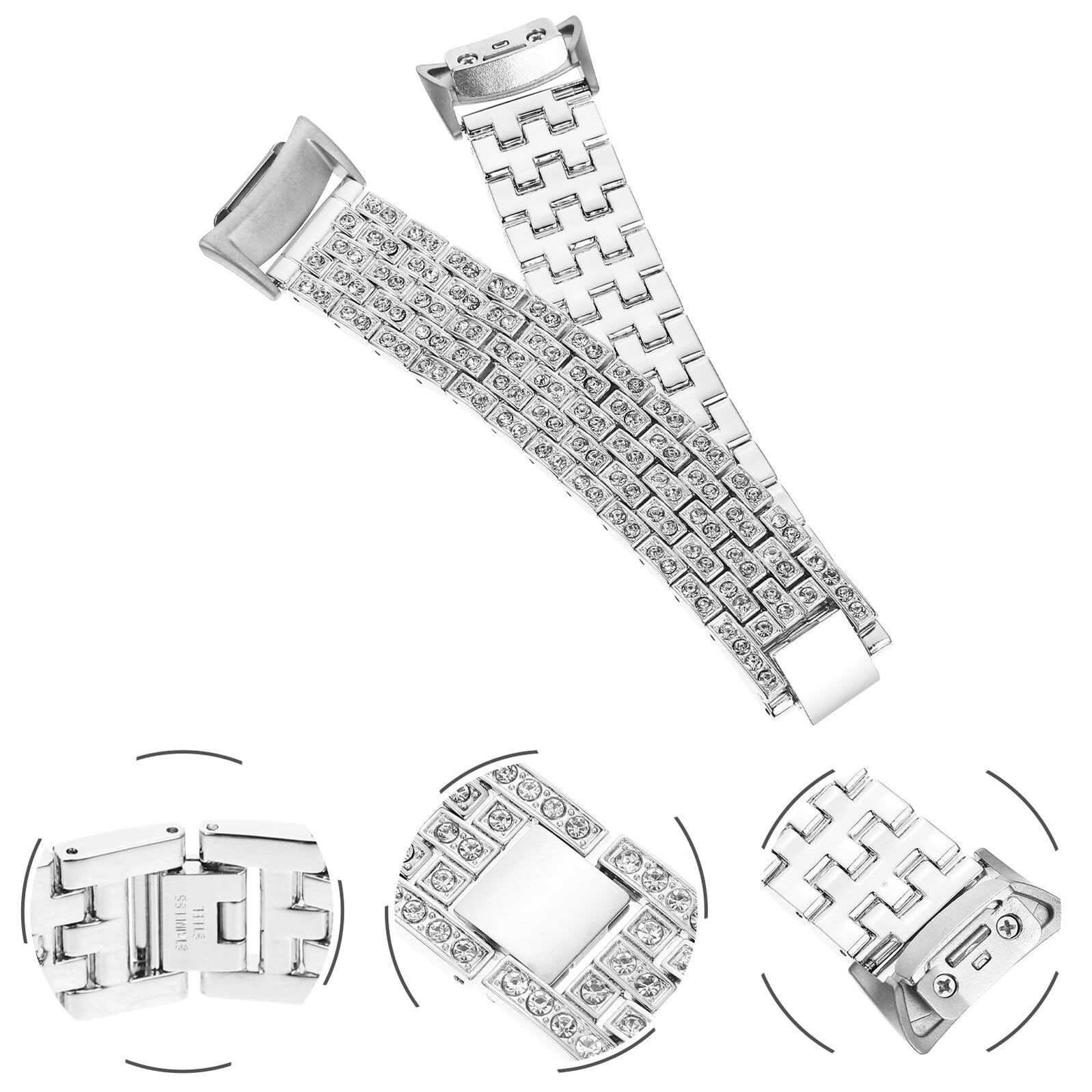 3 Piezas Correa Reloj Inteligente Acero Inoxidable Resistente Decorativa Compatible Plata