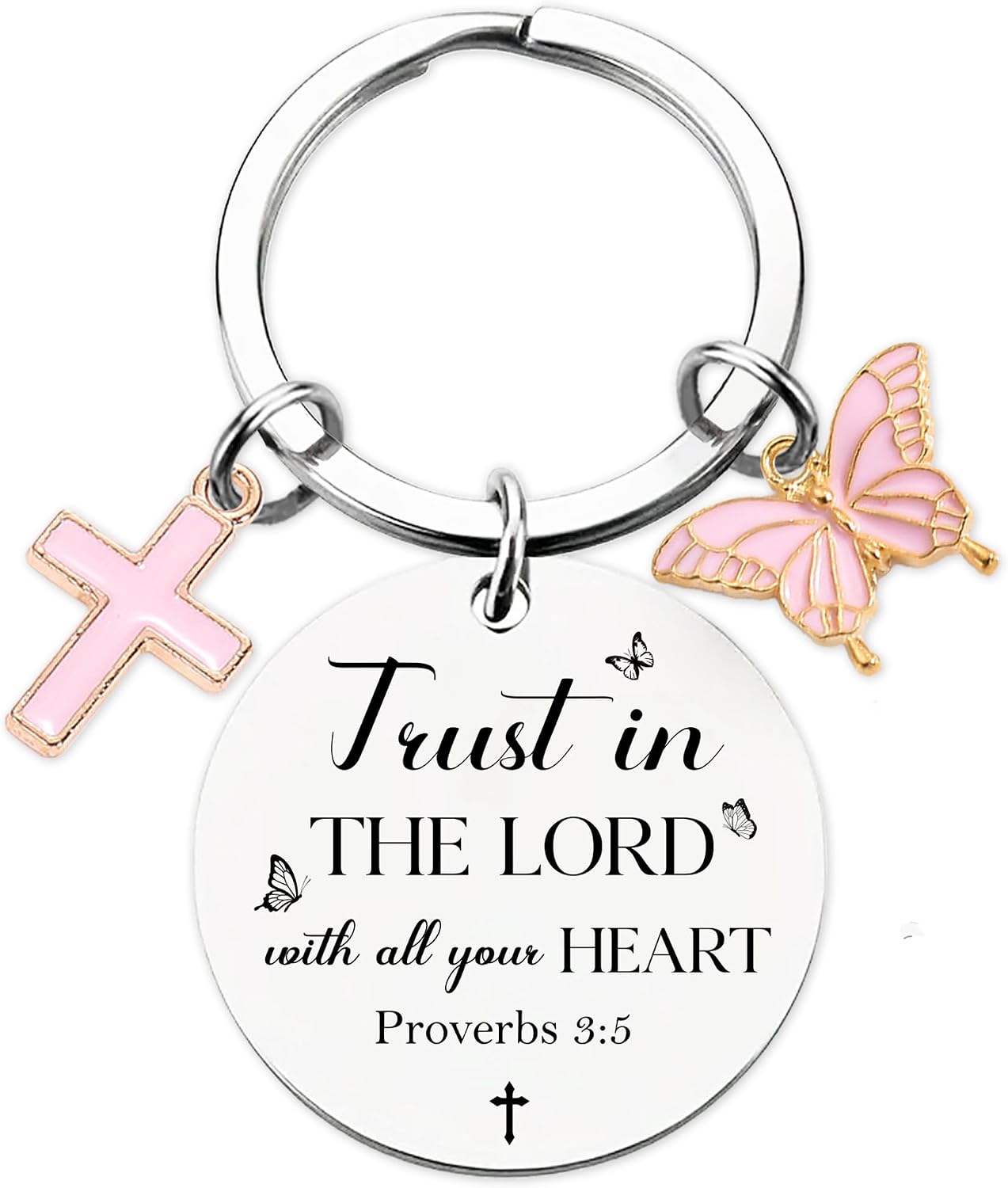 Christian Keychain Gifts for Women - Bible Verse Cross Keychain with Butterfly Charm, Religious Birthday Gift