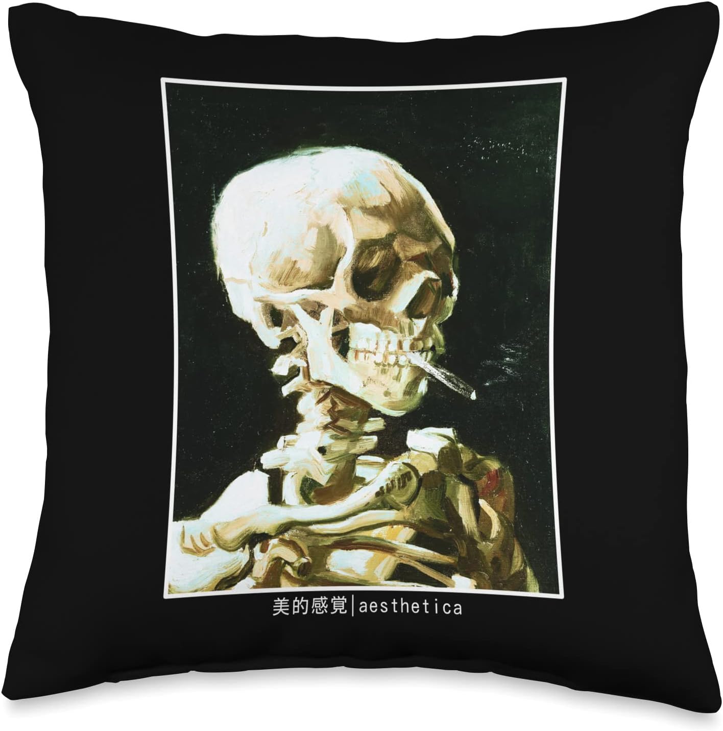Aesthetic Van Gogh Skeleton Streetwear Fashion Aesthetics Throw Pillow