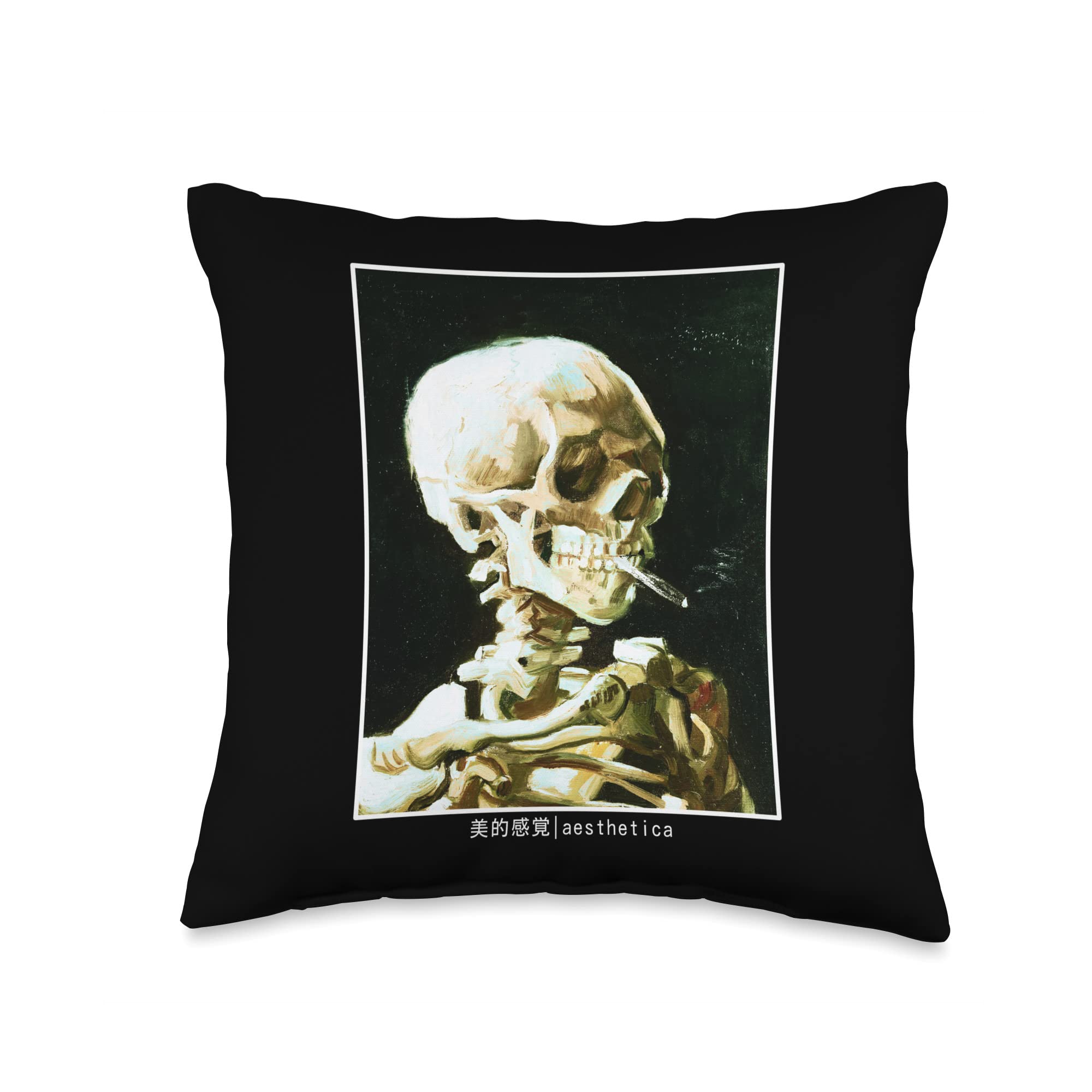 Aesthetic Van Gogh Skeleton Streetwear Fashion Aesthetics Throw Pillow