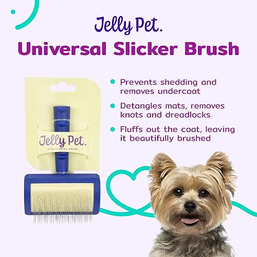 Miniatura 2 de Jelly Pet Cepillo universal para perros, elimina enredos y capa inferior muerta, bichón de caniche Shi-Tzu, alfileres suaves, morado, pequeño