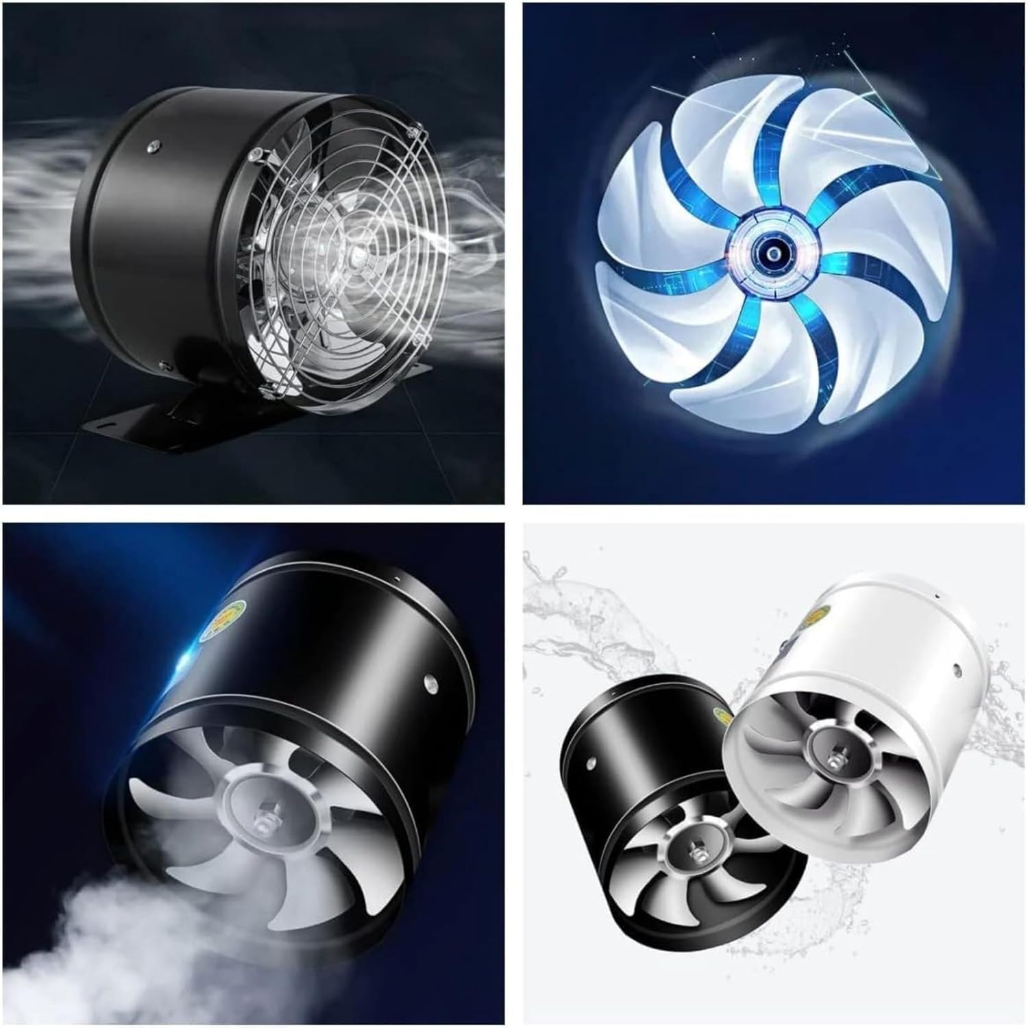 Super Suction Multifunctional Powerful Mute Exhaust Fan, Single Side Embedded Vent Fan, Ventilation Fan Aluminum Alloy Kitchen Exhaust Fan Protective Grille 11O28(Black,6in)