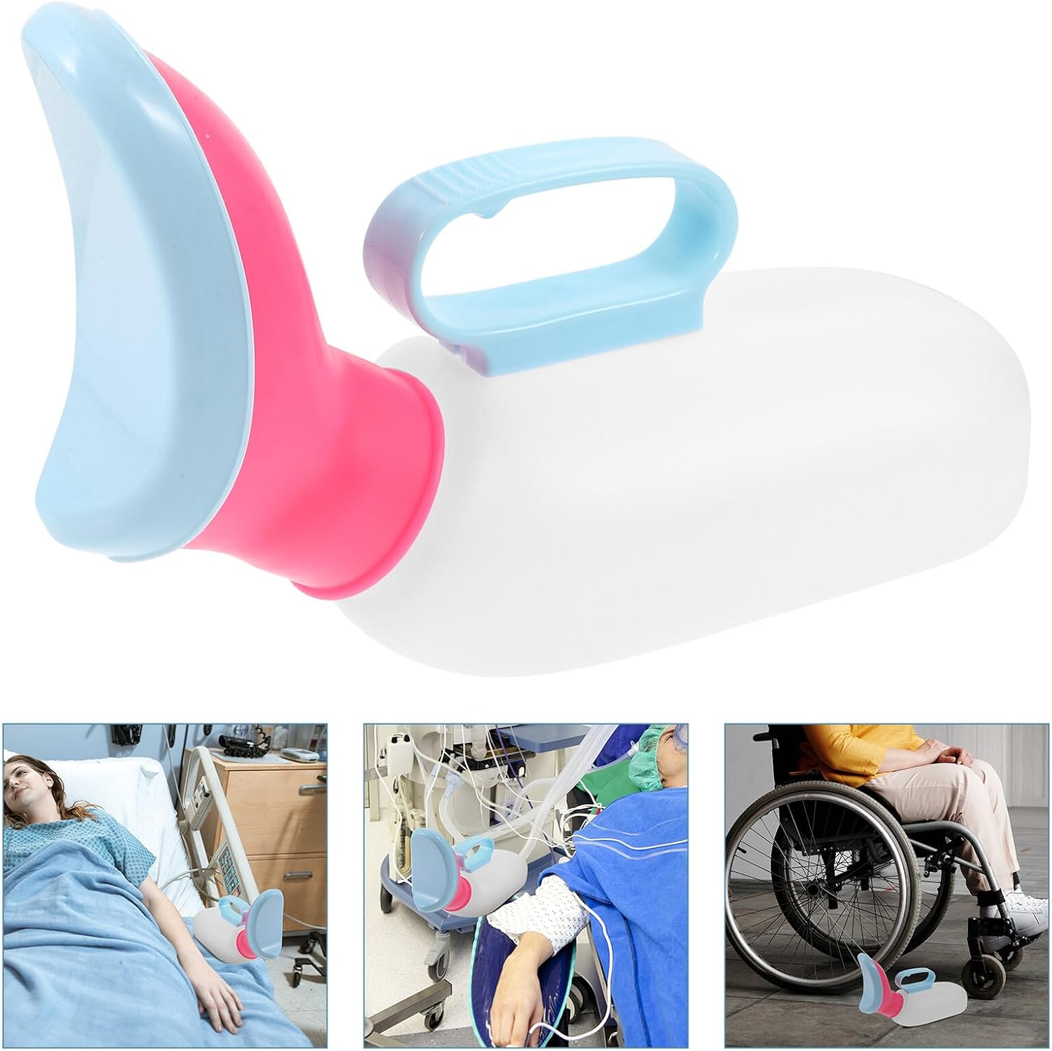 Soft Mouth Female Urinal with Lid Portable Urine Container for Elderly Women Home Hospital Travel Leakproof Spill-Resistant Urine Bottle for Bedside Use and Camping