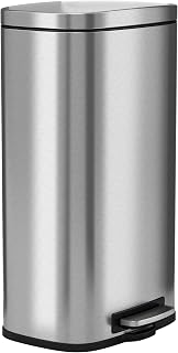 8 Gallon / 30 L Fire-Resistant Stainless Steel Step Trash Can for Office, Restaurant, Hotel, Store, Business – Heavy-Duty Pedal Bin with Odor Filter, Removable Bucket, FM Approved