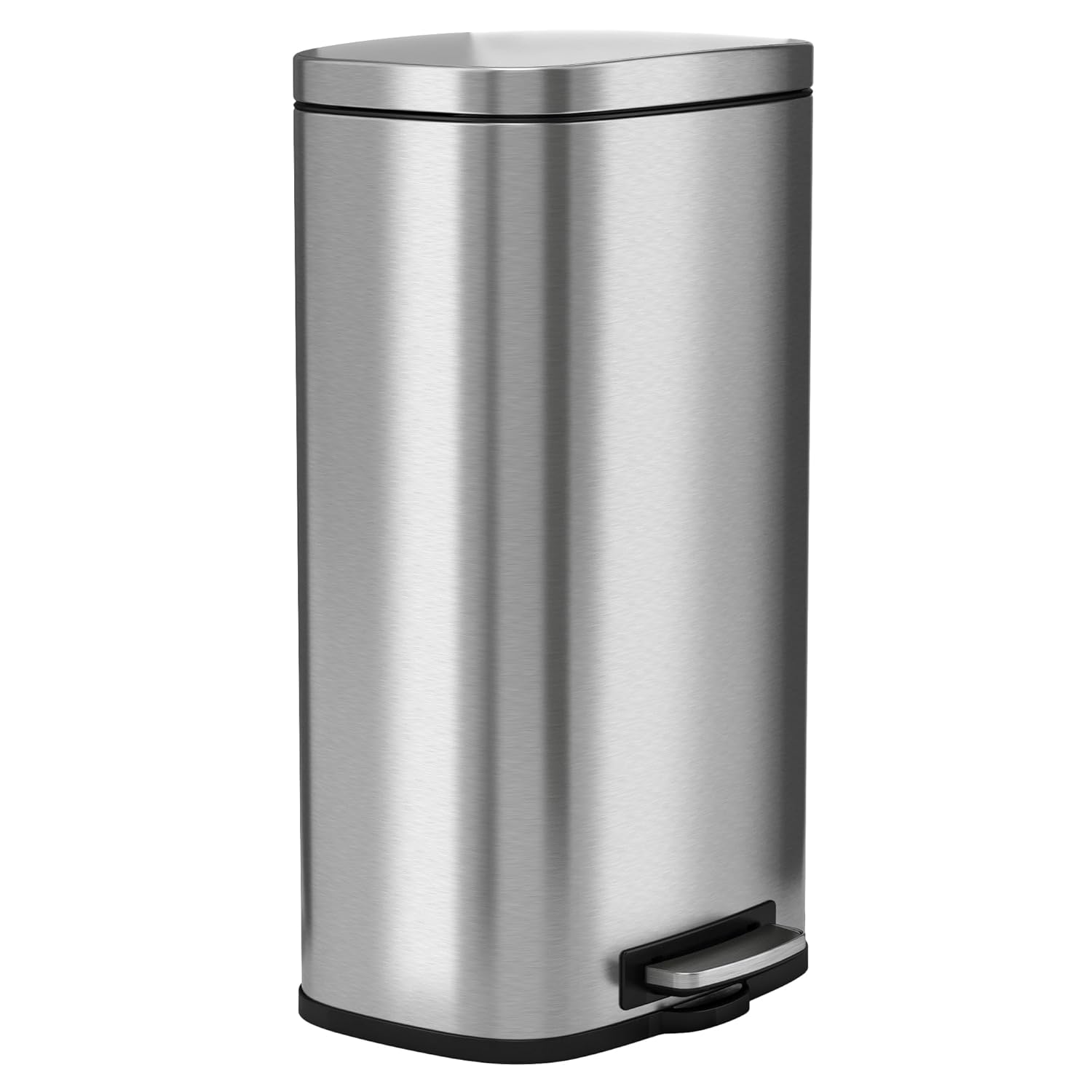 8 Gallon / 30 L Fire-Resistant Stainless Steel Step Trash Can for Office, Restaurant, Hotel, Store, Business – Heavy-Duty Pedal Bin with Odor Filter, Removable Bucket, FM Approved