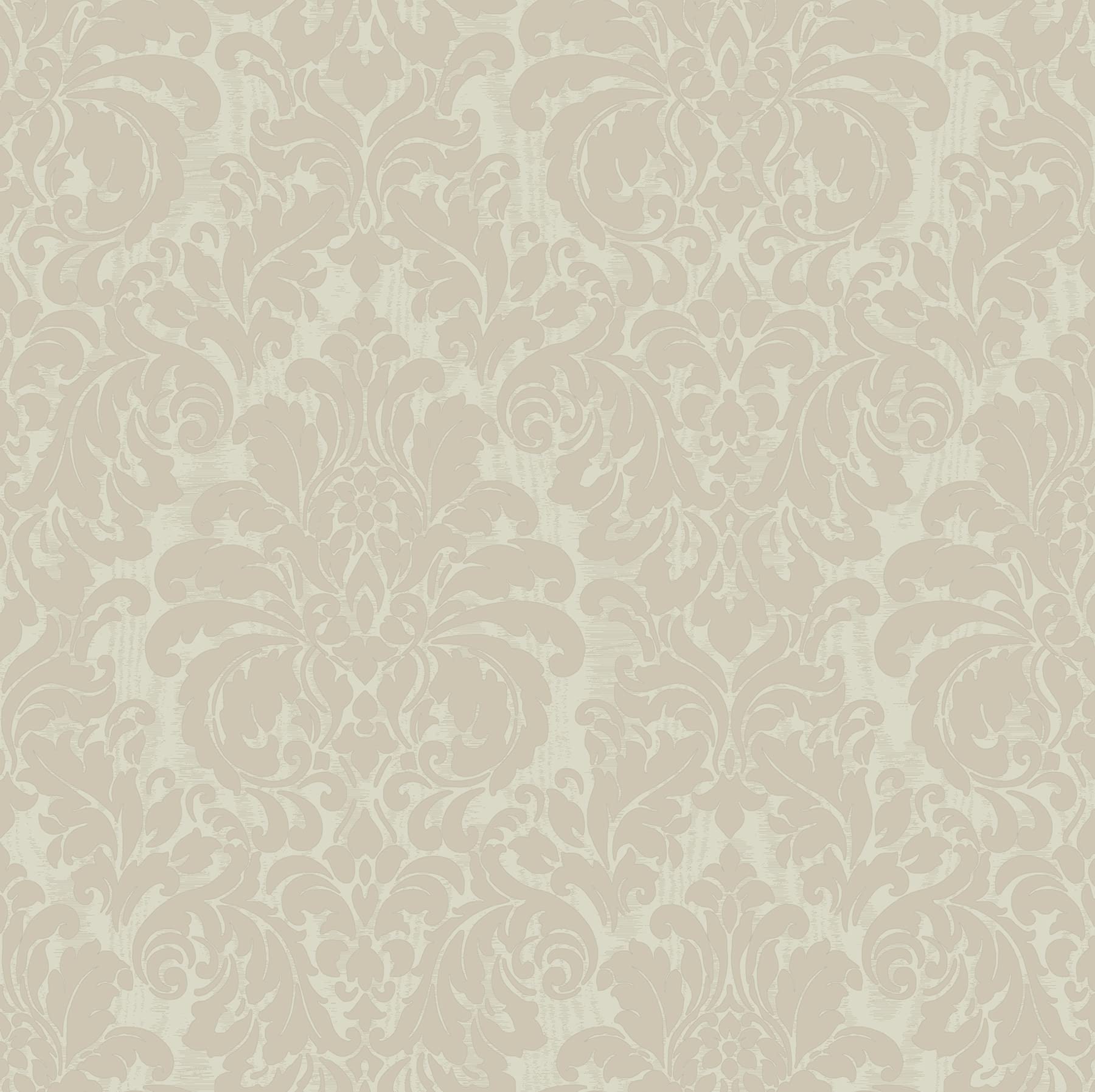 Hartford, Betina Cream Damask 33' L X 20.9" W, Wallpaper Roll
