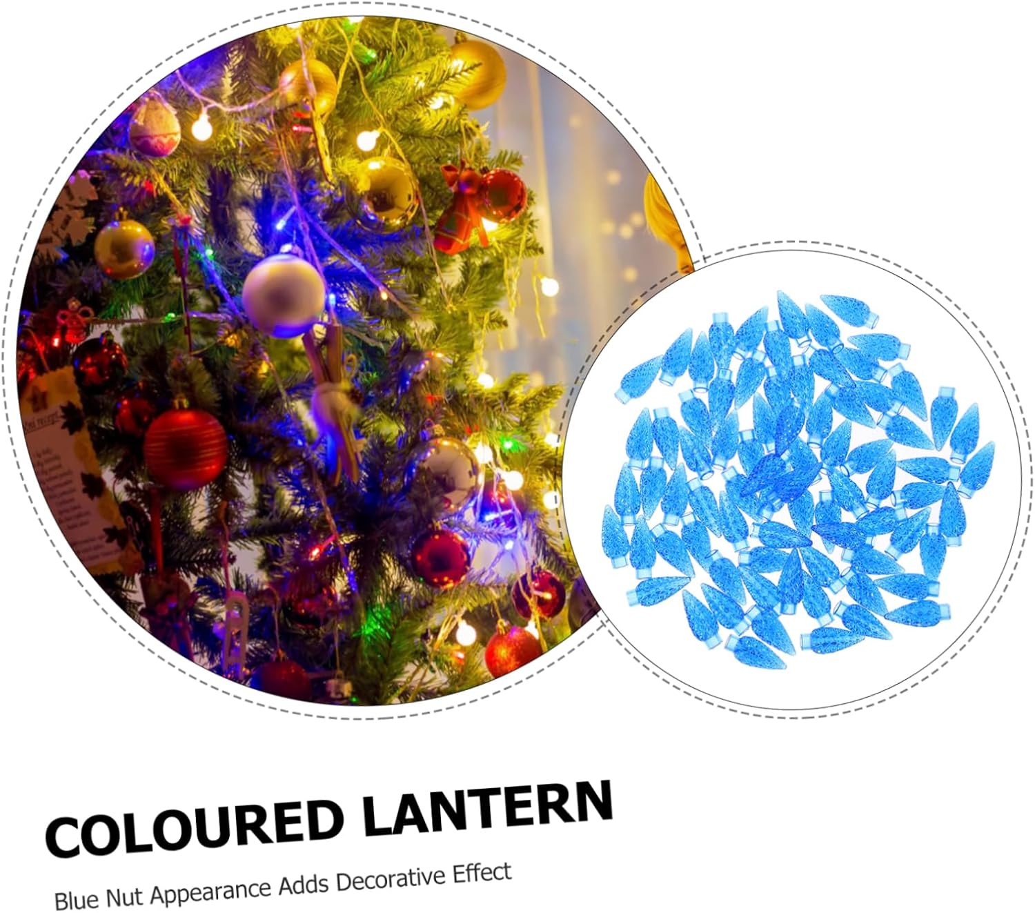 100pcs Blue Nut Pendant Garden Decoration Light Bulb Covers Replacement Bulbs Covers for Outdoor String Lights Decorative