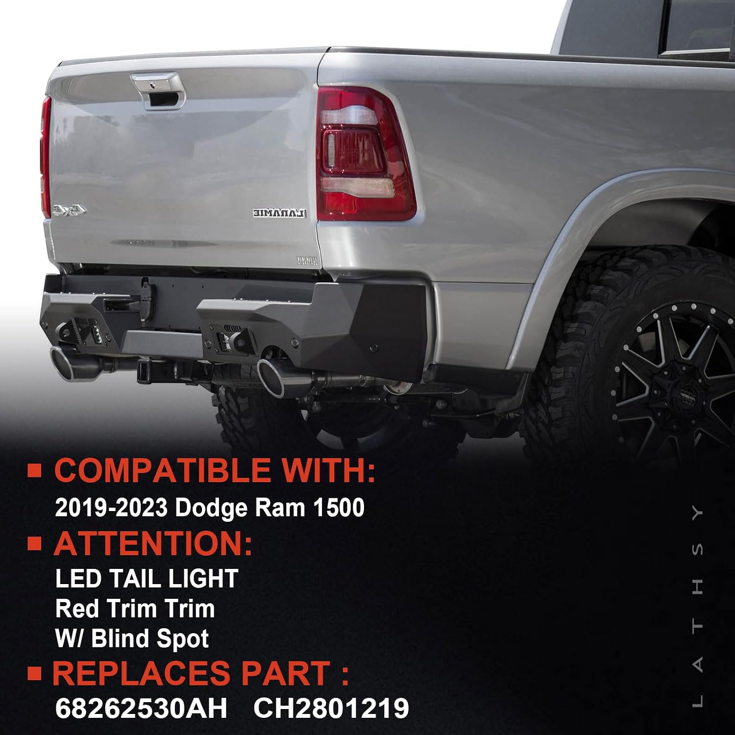 led tail light red cover with blind spot compatible with 2019-2023 dodge ram 1500 right passenger side replace 68262530ah red with blind spot right