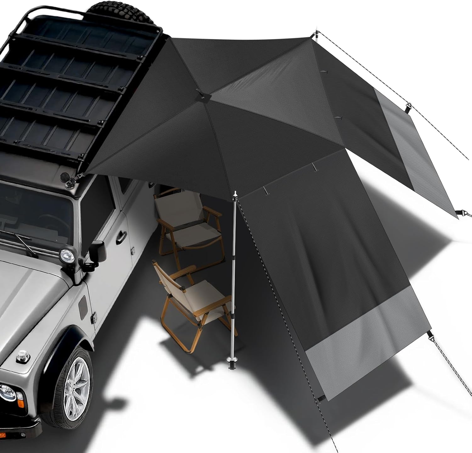 SKYJDM Portable Car Awning with Side Wall and Adjustable Poles