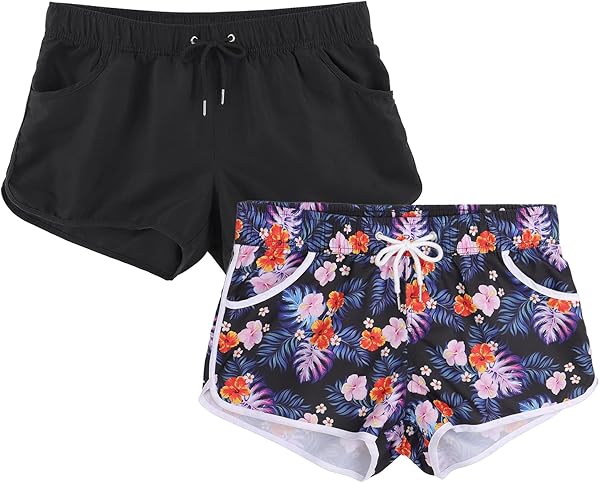 MK MATT KEELY Women Swim Shorts 2 Pack Quick Dry Beach Swimwear
